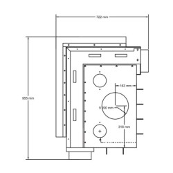 Insert Foyer à bois Quattro 80L vitre relevable en angle A.Caminetti.