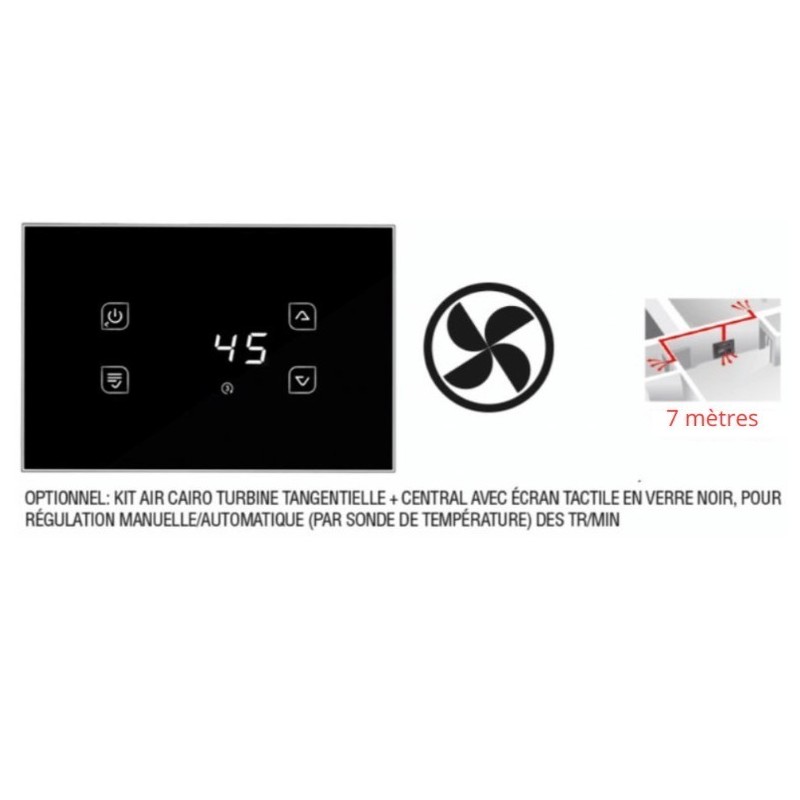 Kit central avec 2 ventilateurs 400 M3/H  Insert Cairo double face
