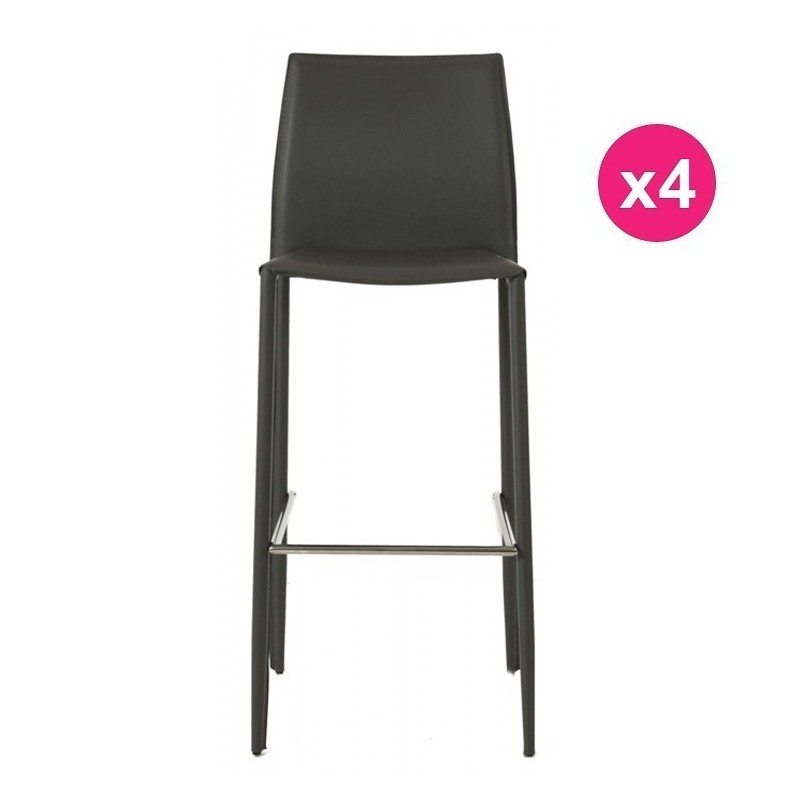 Lot de 4 Chaises de Bar Simili-Cuir Gris KosyForm