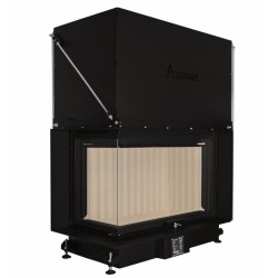 Quattro 90L Holzkamin-Einsatz mit schräg anhebbarem Glas A.Caminetti.