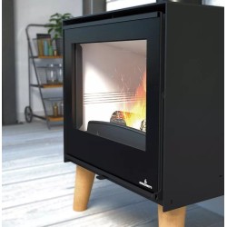 Estufa de leña Arus 12,5 kW Bronpi patas de madera