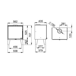 Estufa de leña Arus 12,5 kW Bronpi patas de madera