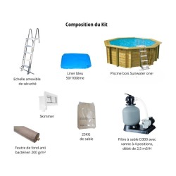 Sunwater 360 All in One Wooden Pool Ubbink Liner Blue