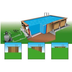 Piscine Bois Ubbink Azura 400x200 H126cm Liner bleu