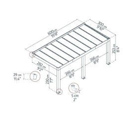Pérgola Lean-to de 3x6m em madeira de cedro de Helsinque Canopia de controle solar