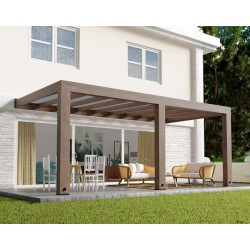 Pergola adossée Helsinki 3x4.7m bois de Cèdre Solar Control Canopia