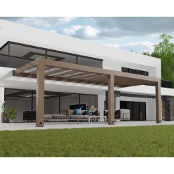 Pergola adossée Helsinki 3x7.3m bois de Cèdre Solar Control Canopia