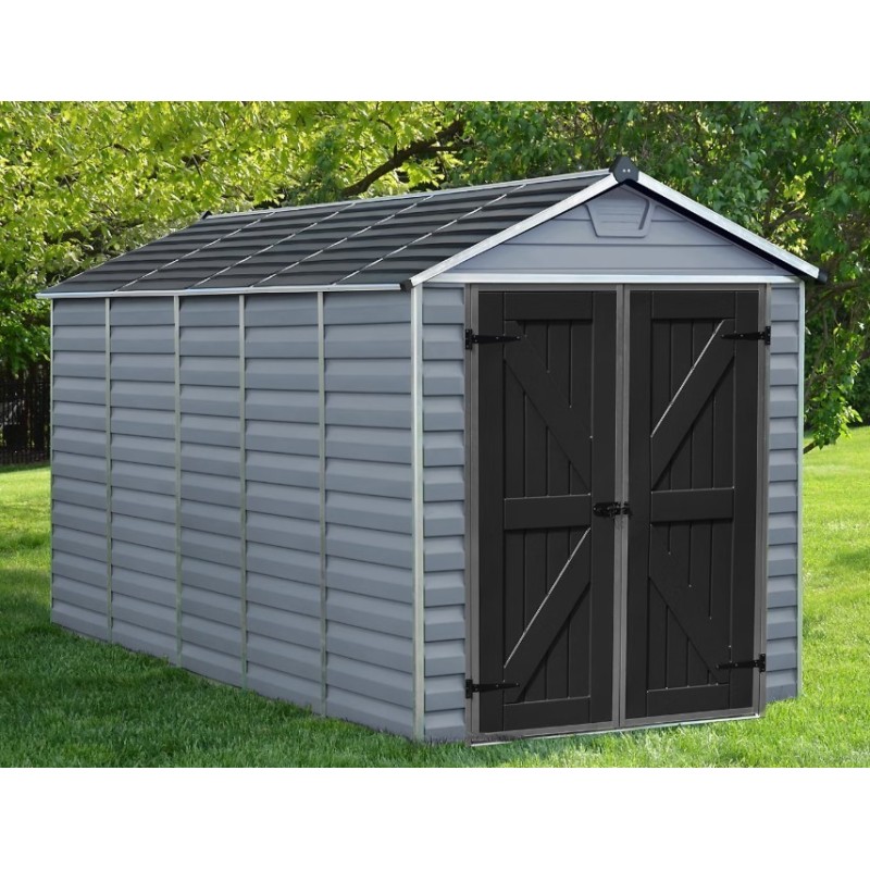 Abri de jardin Skylight 2x3.8m KosyGarden polycarbonate gris foncé