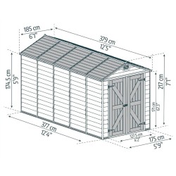 Cobertizo de jardín de tragaluces 2x3.8m KosyGarden policarbonato gris oscuro