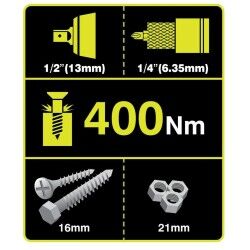 Impact wrench Ryobi RYLL18IW3 R18IW3-0 18 V 400 Nm