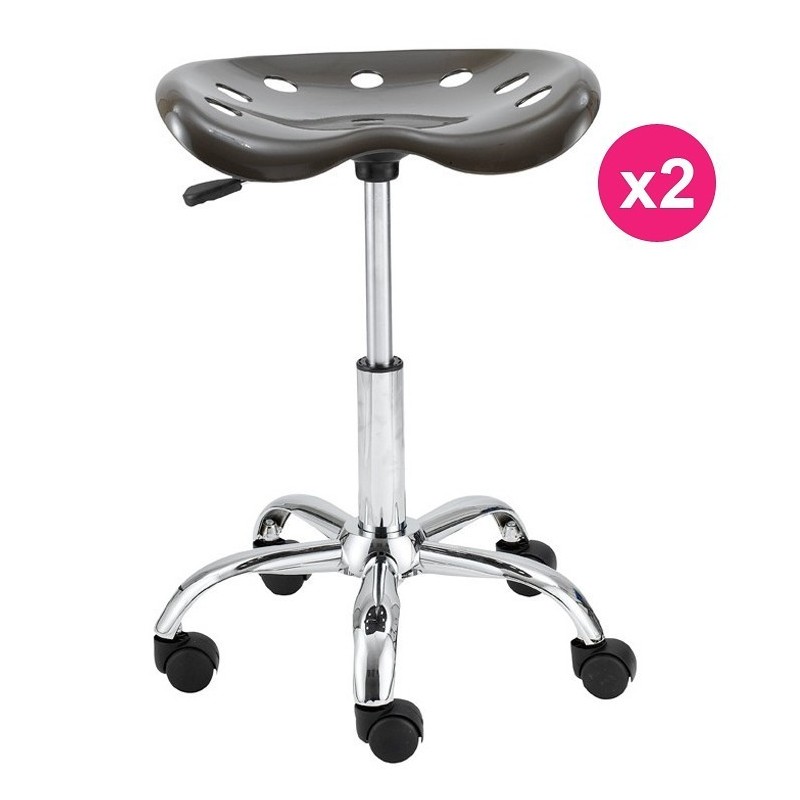 Lot de 2 Tabourets de Bureau Gris Foncé KosyForm Lot de 2 Tabourets de Bureau Gris Foncé KosyForm