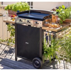 Eno Combo Chariot et Plancha Gaz Initial 65 3 Feux Inox
