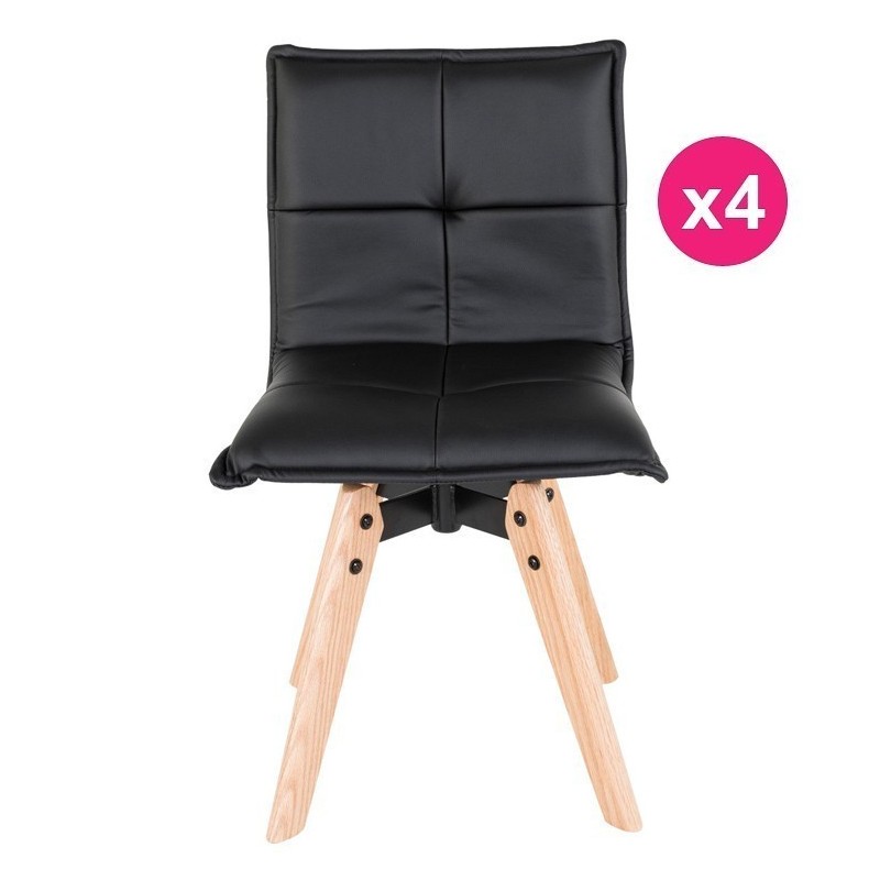Lot de 4 Chaises Similicuir Noir KosyForm