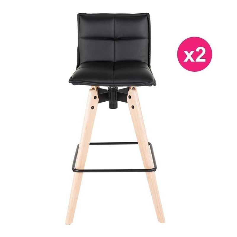 Lot de 2 Chaises de Bar Similicuir Noir KosyForm