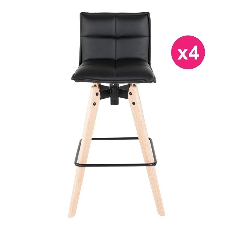 Lot de 4 Chaises de Bar Similicuir Noir KosyForm