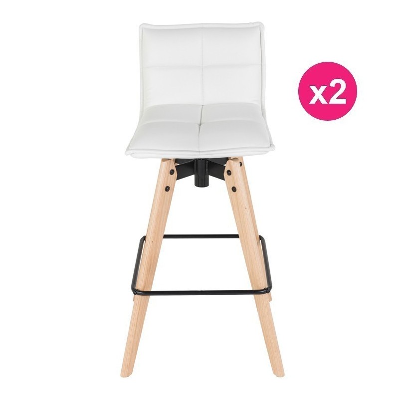 Lot de 2 Chaises de Bar Similicuir Blanc KosyForm
