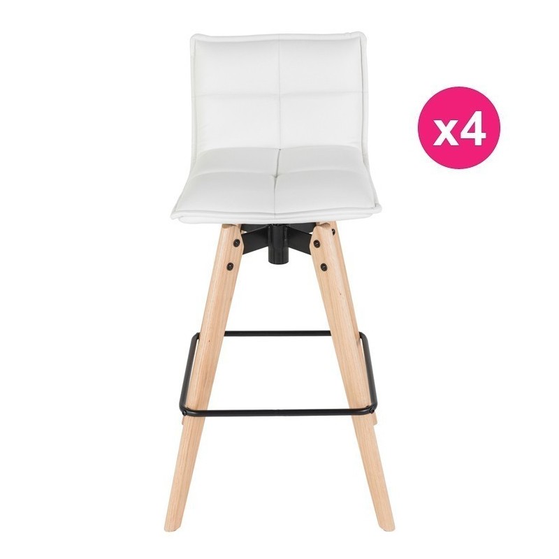 Lot de 4 Chaises de Bar Similicuir Blanc KosyForm