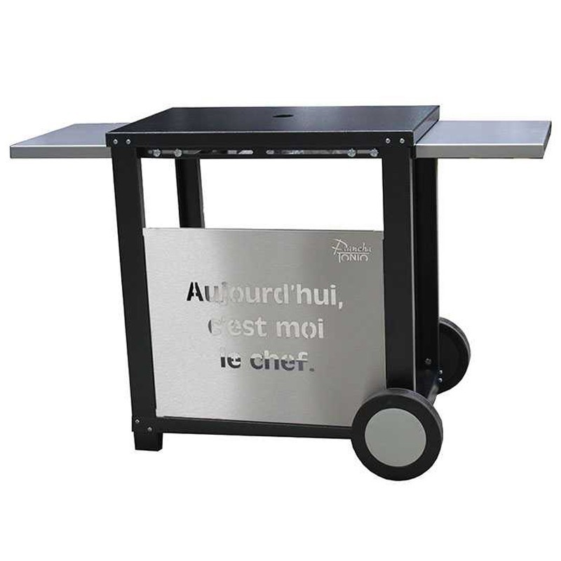 Desserte Plancha en Acier Epoxy Noir avec 2 Tablettes Desserte Plancha en Acier Epoxy Noir avec 2 Tablettes