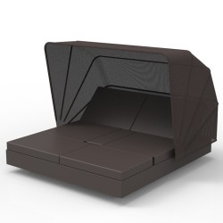 Transat Vela Daybed Vondom Inclinable Blanc Mat avec Parasol