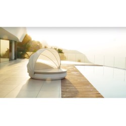 Bain de Soleil Vela Daybed Vondom  Blanc Mat Rond Inclinable Parasol