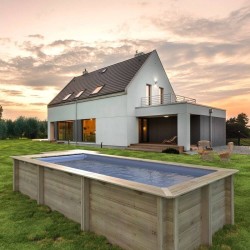 Piscine Urbaine Procopi en Bois 600 x 250 x H 133 Couverture Automatique avec Coffre et Filtration