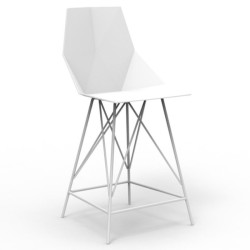 Set de 2 taburetes altos FAZ VONDOM blanco y metal con apoyabrazos
