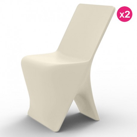 Lot de 2 Chaises Vondom Design Sloo Ecru