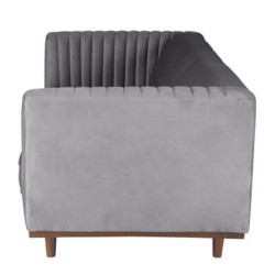 Canapé 2 Places Velours Gris et Piétement Noyer Mante KosyForm