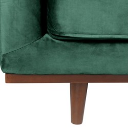 Canapé 2 Places Velours Vert Vintage et Piétement Noyer Mante KosyForm