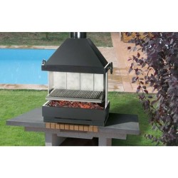 BarBecue Ferlux para pose ou tijolos refratários e aço com hotte