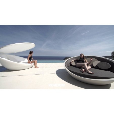 Ulm Daybed Coquille Rond Vondom Blanc Silvertex 210x200xH97