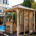 Gazebo da giardino Blueterm legno 12,32 m2 con contatori e 2 pareti Habrita