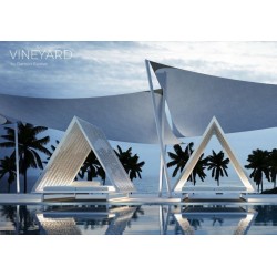 Transat Vela lettino da Vondom inclinare bianco opaco con parasole