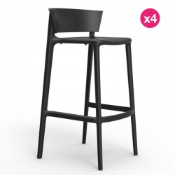 Conjunto de 4 bancos de bar Vondom África altura de assento 74,5 cm preto