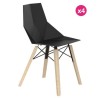 Lot de 4 Chaises Vondom Faz Wood1 noir pieds chêne blanchis