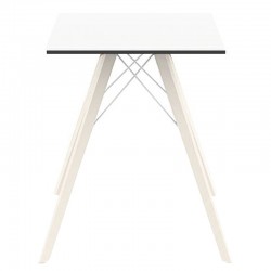 Mesa de comedor Vondom Faz Madera de madera de color blanco cuadrado y patas de roble blanqueado