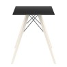 Table à manger Vondom Faz Wood plateau carré noir et pieds chêne naturel