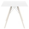 Table à manger Vondom Faz Wood Plateau 80 Carre Blanc et Pieds Chêne Blanchi