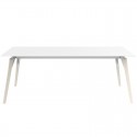 Table Vondom Faz Wood Plateau 200x90 Blanc et Pieds Chêne Blanchi