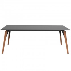 Table Vondom Faz Wood tray 200x100 White and Feet Natural Oak