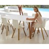 Table Vondom Faz Wood plateau 200x100 Blanc et Pieds Chêne Naturel