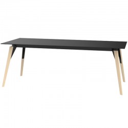 Mesa Vondom Faz Bandeja de Madeira 200x100 Pés de Carvalho Preto e Branqueado