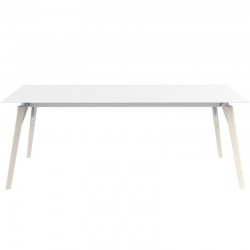 Table Vondom Faz Wood Tray 200x100 White and Feet White Oak