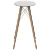 Table Haute Vondom Faz Wood Plateau Rond Hpl Blanc et Bord Noir avec Pieds Chêne Naturel Diamètre 60 x H105cm