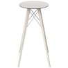 Table Haute Vondom Faz Wood Plateau Rond Hpl Blanc et Bord Noir avec Pieds Chene Blanchi Diamètre 50 x H105cm