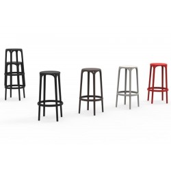 Lot de 4 tabourets hauts Brooklyn Vondom hauteur d'assise 66 blanc