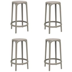 Lot de 4 tabourets hauts Brooklyn Vondom hauteur d'assise 66 gris tourterelle