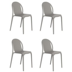 Lot de 4 chaises Vondom Brooklyn gris tourterelle