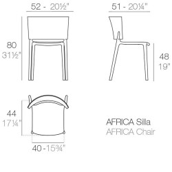 Lot de 4 chaises Vondom Africa pickle