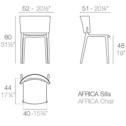Lot de 4 chaises Vondom Africa écru
